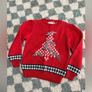 SWEATER LOFT NWT Vintage USA Made 100% Cotton Christmas Tree With Bows Sweater